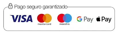 Visa, Mastercard, American Express, Google Pay y Apple Pay